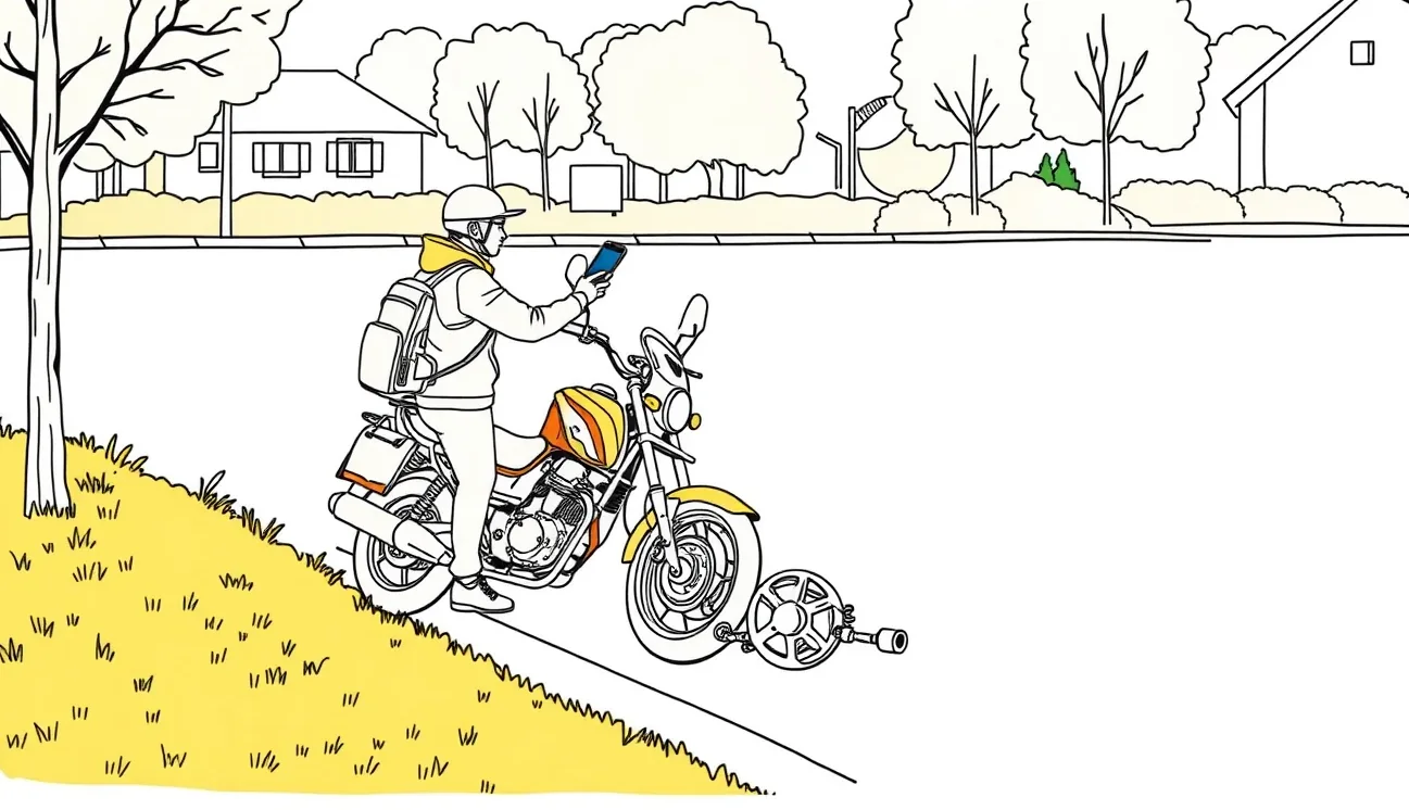 Detail poškodeného predného kolesa motocykla po náraze do nárazníka osobného auta