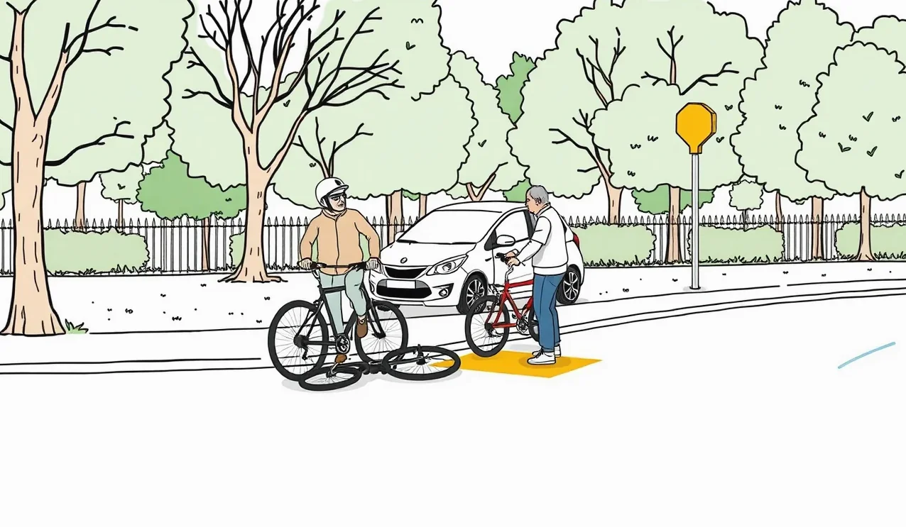 Cyklista zastavený policajnou hliadkou pri cestnej kontrole na cyklotrase