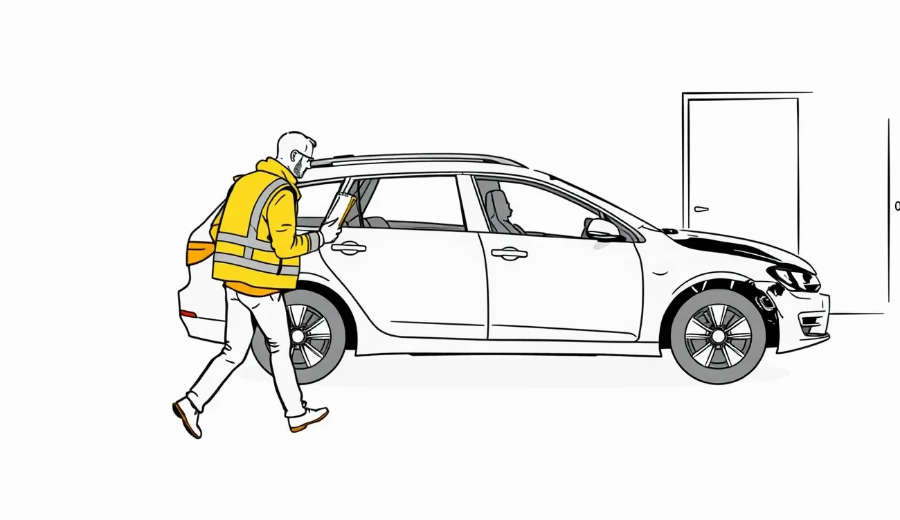 Servisný technik kontroluje poškodenú elektroinštaláciu v motorovom priestore vozidla