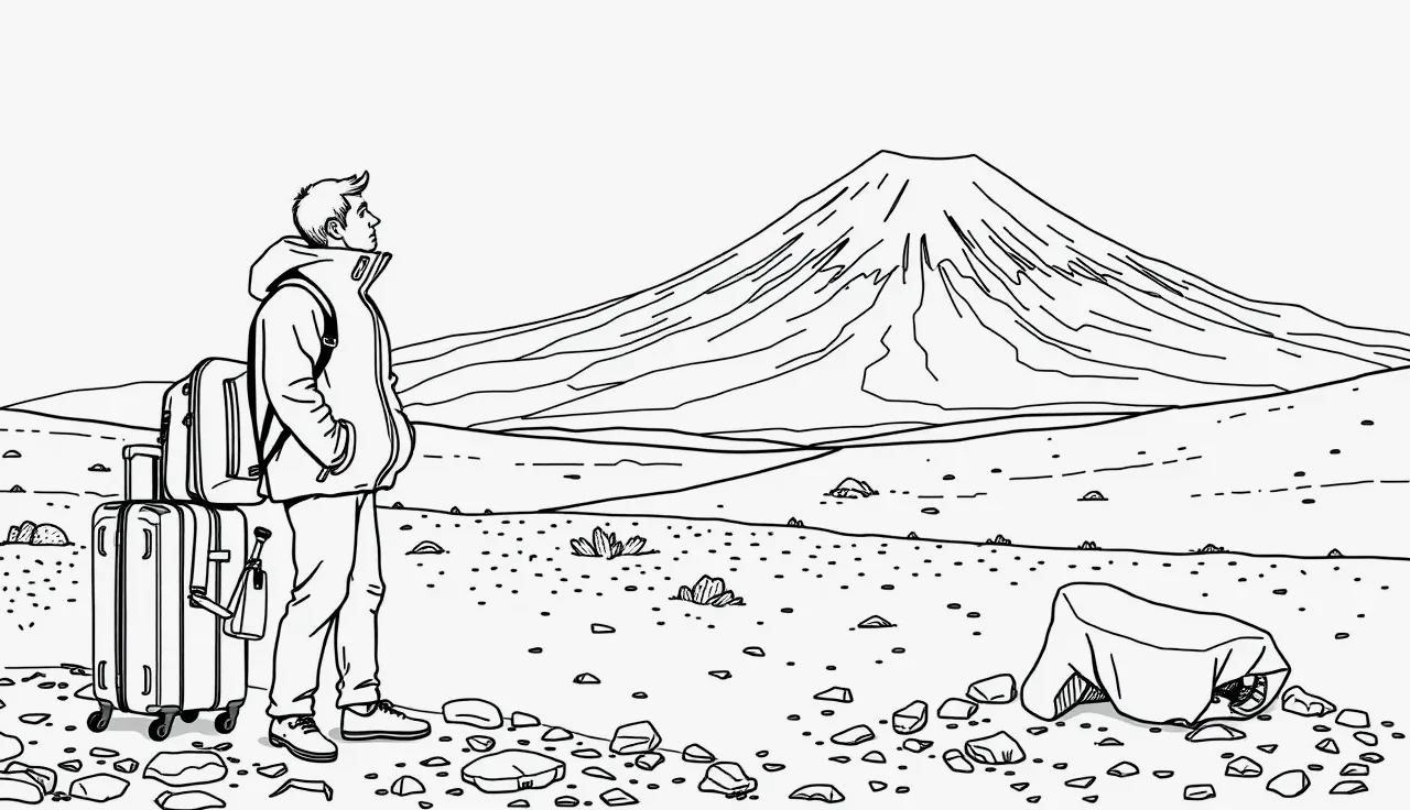 Dvojica turistov kráča po kamenistom chodníku v národnom parku Torres del Paine v čilskej Patagónii
