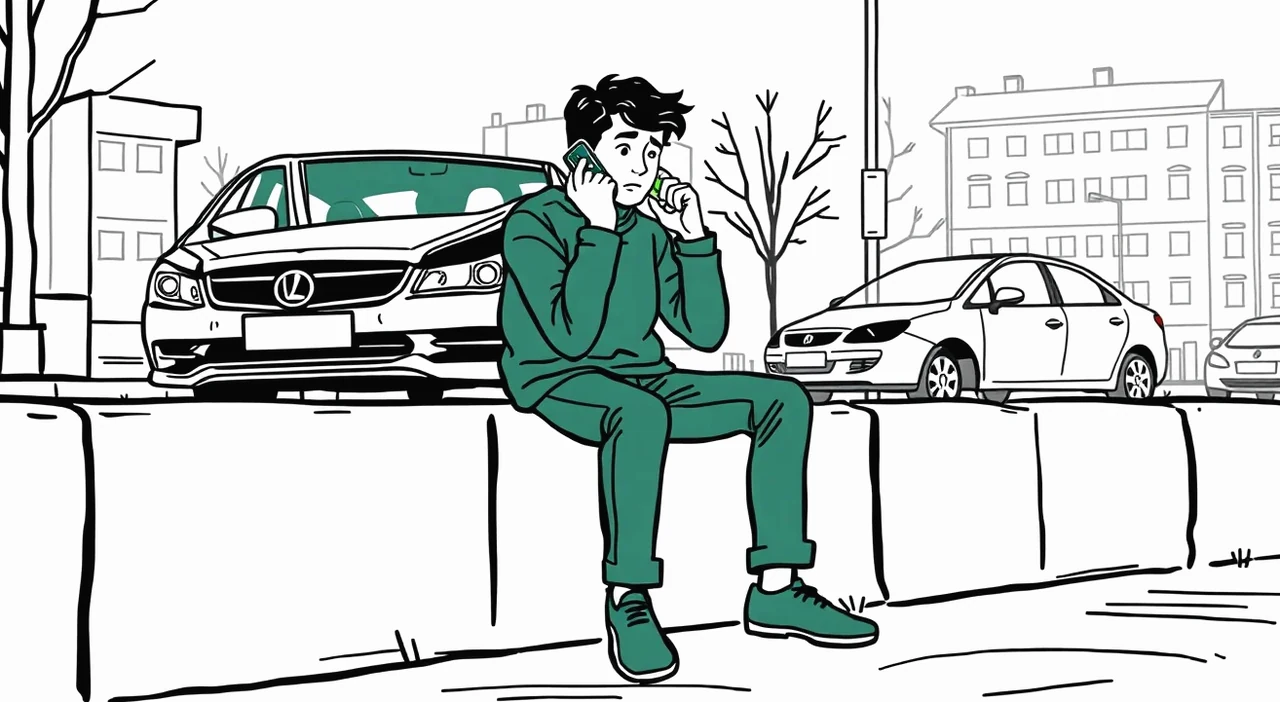 Majiteľ vozidla kontroluje poistnú zmluvu a kľúče od automobilu
