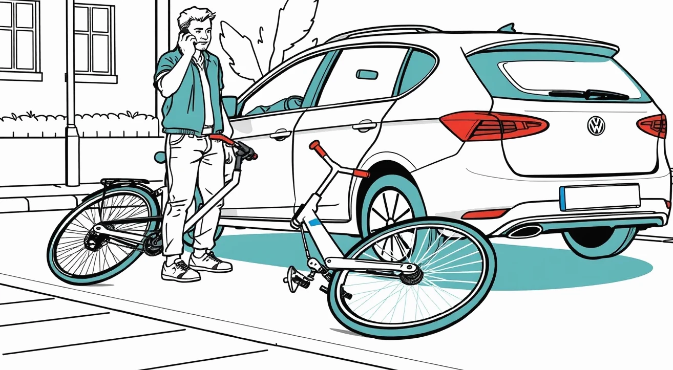 Dopravná nehoda osobného automobilu a bicykla na mestskej križovatke