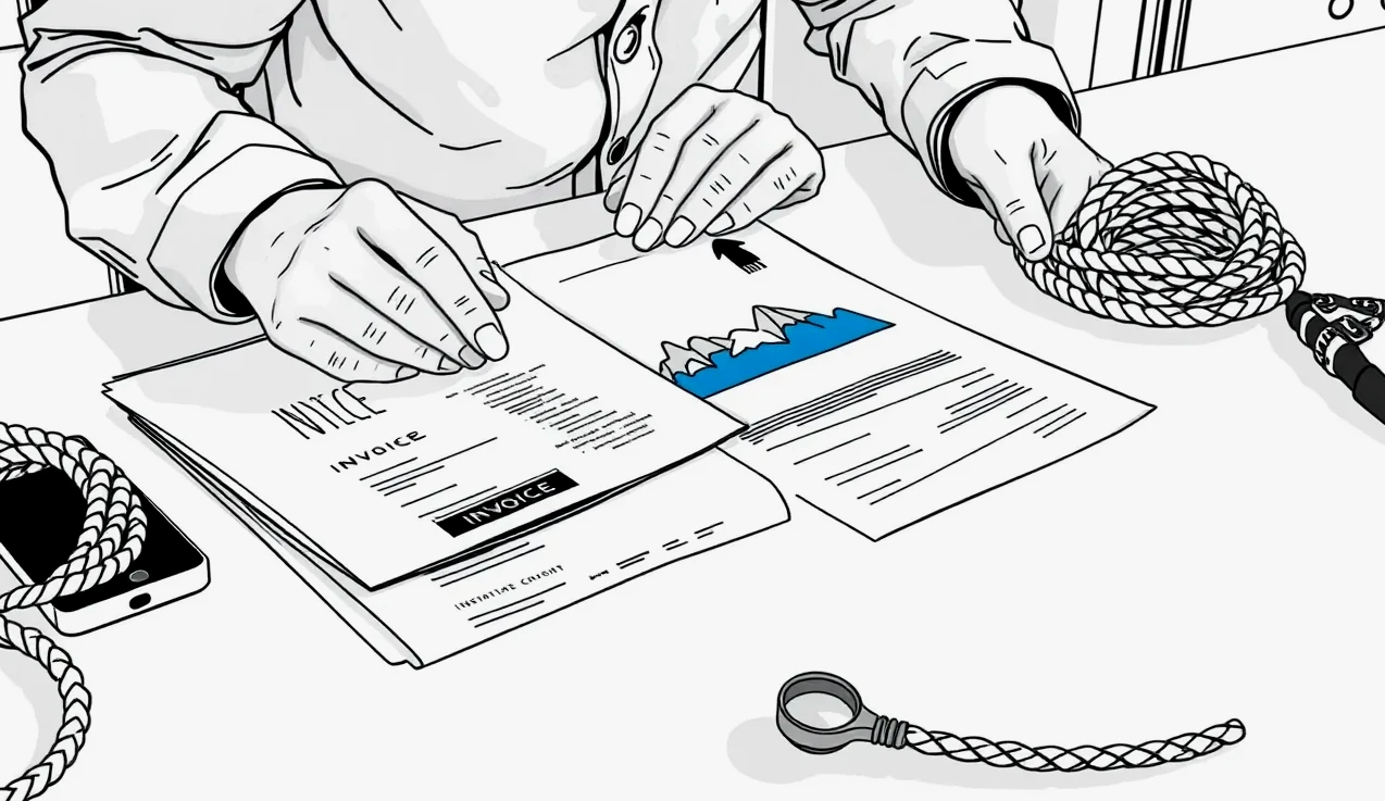 Detailné istenie lana cez karabínu pri lezeckom výcviku v horskom teréne