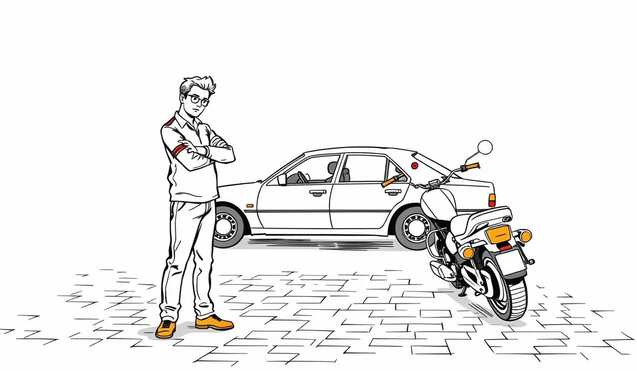 Pohľad na motorový priestor s kontrolným štítkom a vyrazeným VIN číslom