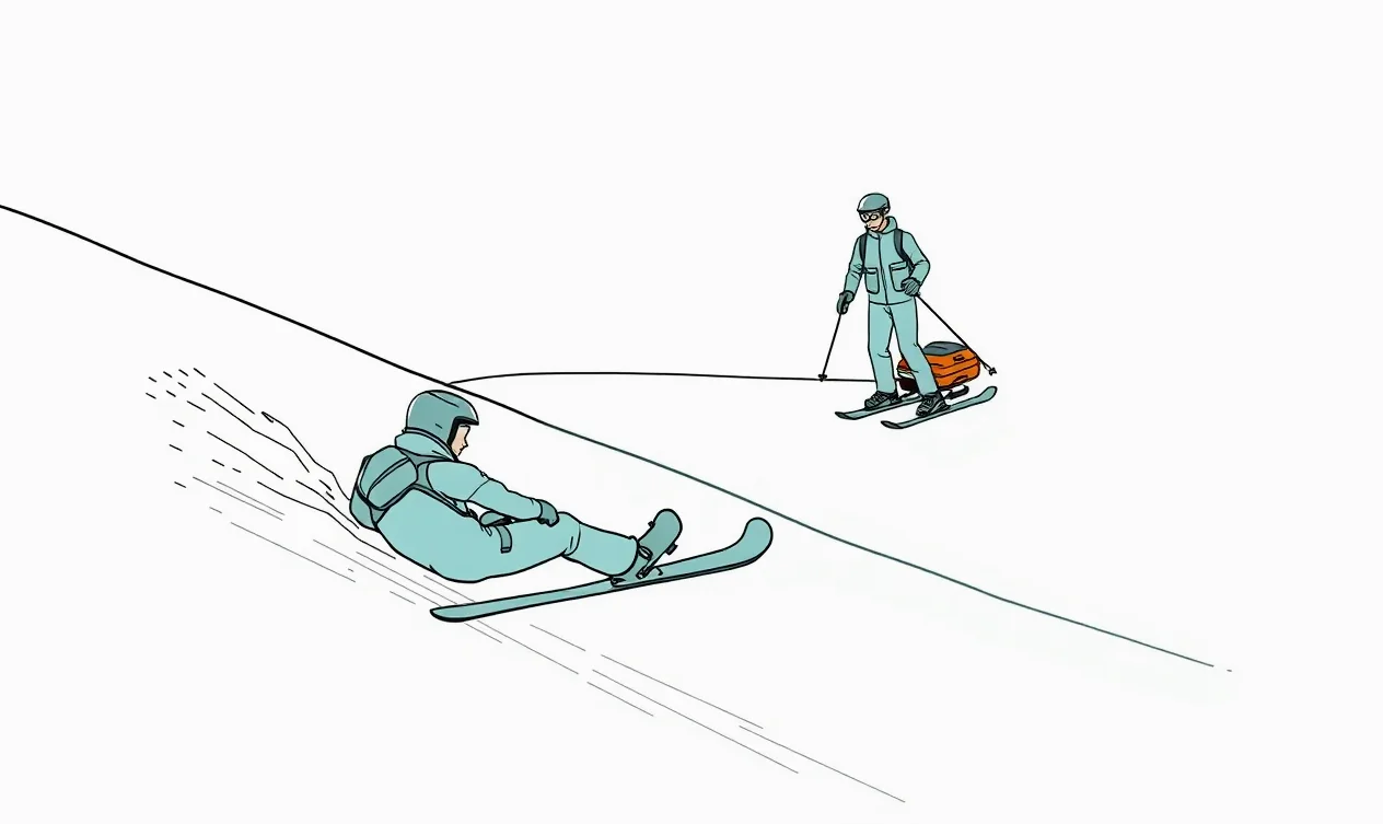 Záchranár Horskej záchrannej služby pomáha zranenému turistovi na skalnatom chodníku