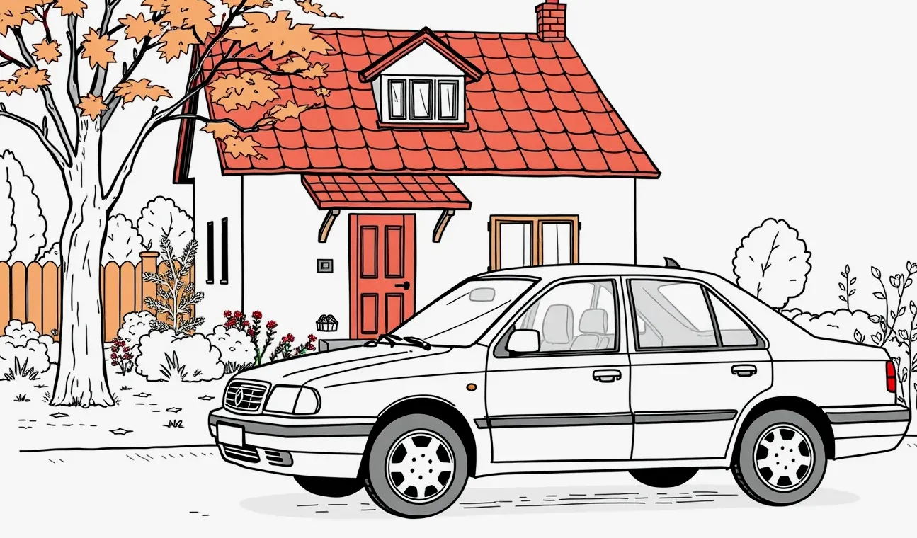 Mladý vodič kontroluje technický preukaz a parametre motora pri výbere poistenia auta