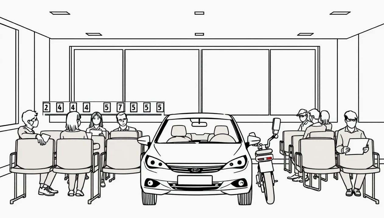 Preberanie kľúčov od osobného automobilu pred stanicou technickej kontroly