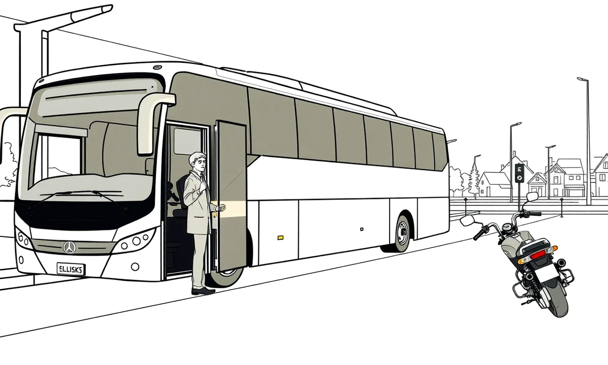 Moderný zájazdový autobus stojaci na parkovisku pred technickou kontrolou