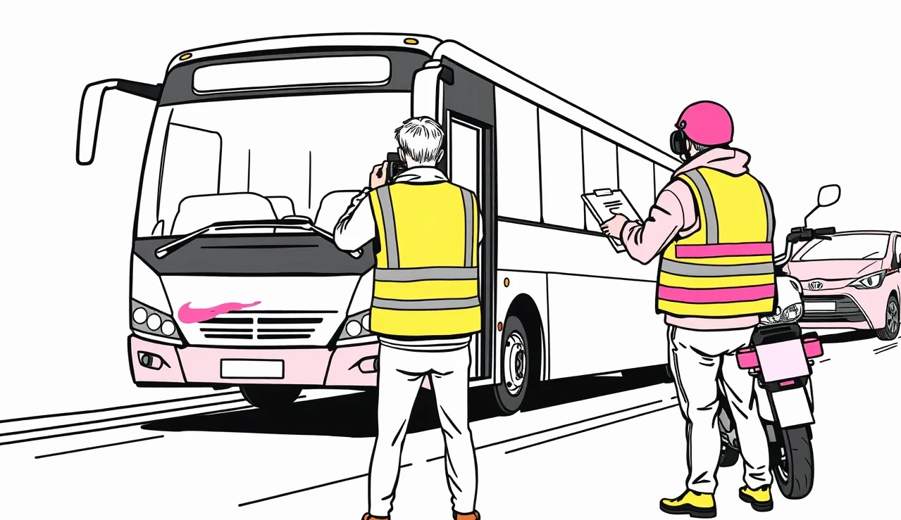 Vodič autobusu predkladá kontrolným orgánom zelenú kartu a doklady k vozidlu