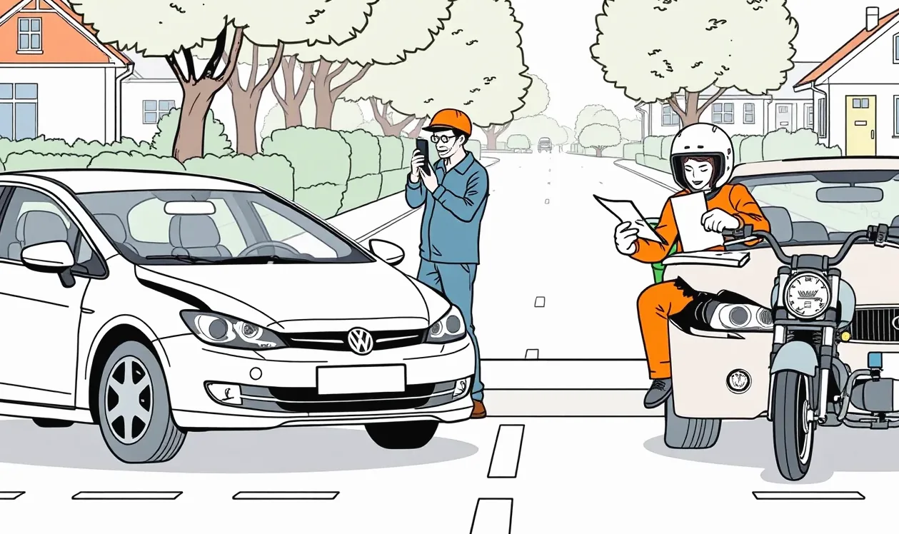 Muž kontroluje technický preukaz vozidla a hľadá výkon motora v kilowattoch