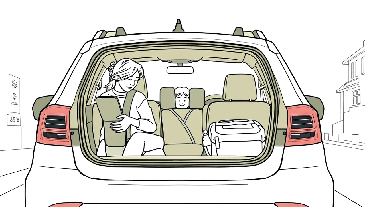 Pohľad na prázdne sedadlá v modernom automobile cez otvorené dvere